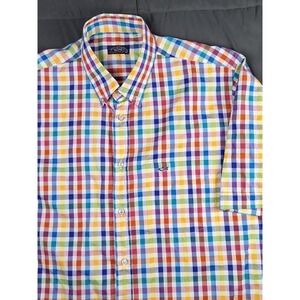 Paul & Shark Yachting Italy Rainbow Check 42 Button Down Large Shirt Preppy
